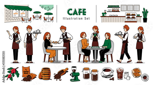 カフェ　イラストセット