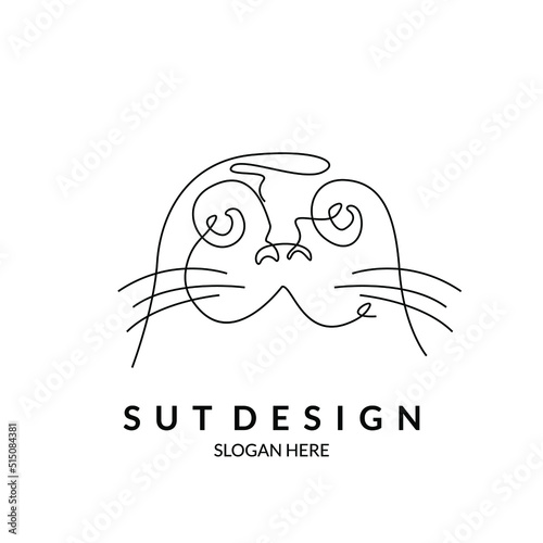 line art otter, seal, sea lion minimal and cute design