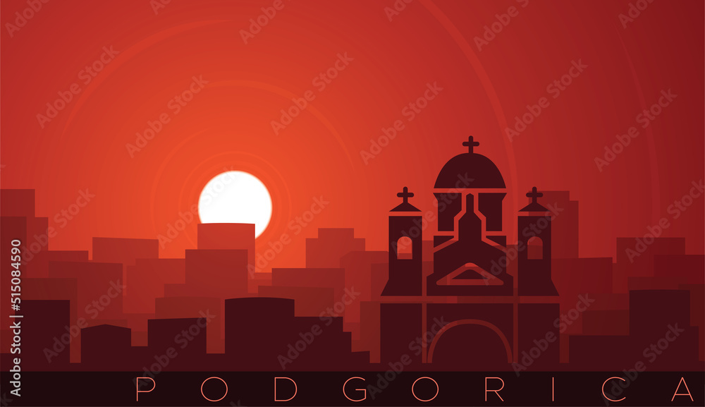 Podgorica Low Sun Skyline Scene