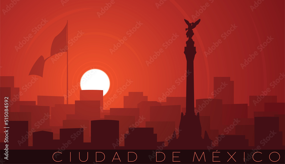 Mexico City Low Sun Skyline Scene