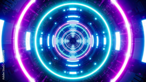 Shining Neon Cyber Tunnel