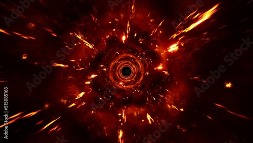 Obraz na plátně red energy dimension hole bursting with sparks