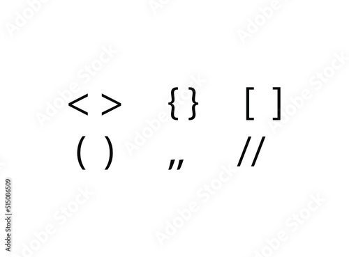 Text brackets. Text bracket symbol set, Vector illustration