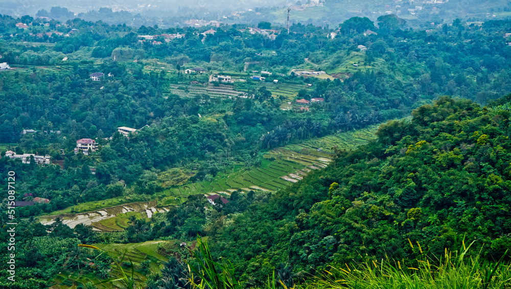 Beautiful view of Alesano hills. From this hill the city of Bogor can be seen clearly. Bogor, West Java, Indonesia