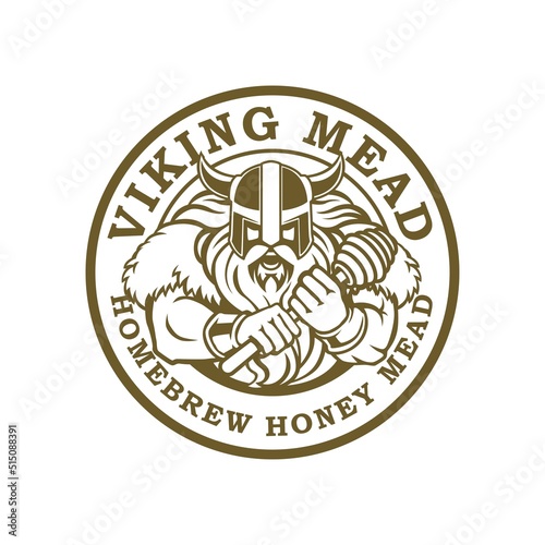 Fotografia viking mead home brew honey mead logo vector