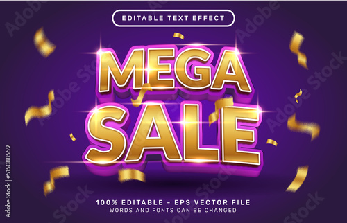 mega sale 3d editable text effect with light color template