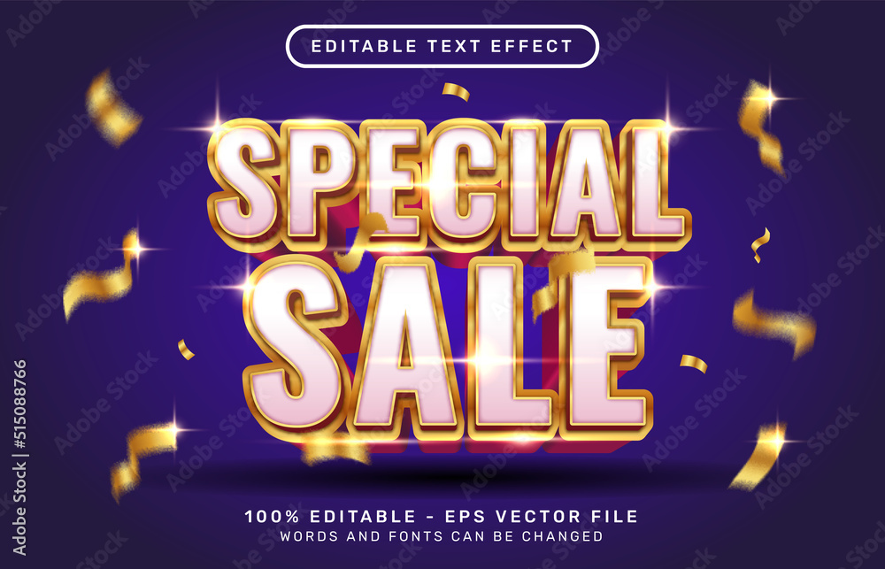 special sale 3d editable text effect with light color template