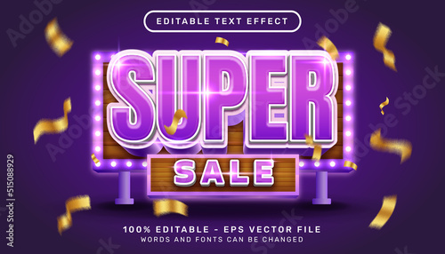 super sale 3d editable text effect with light color template