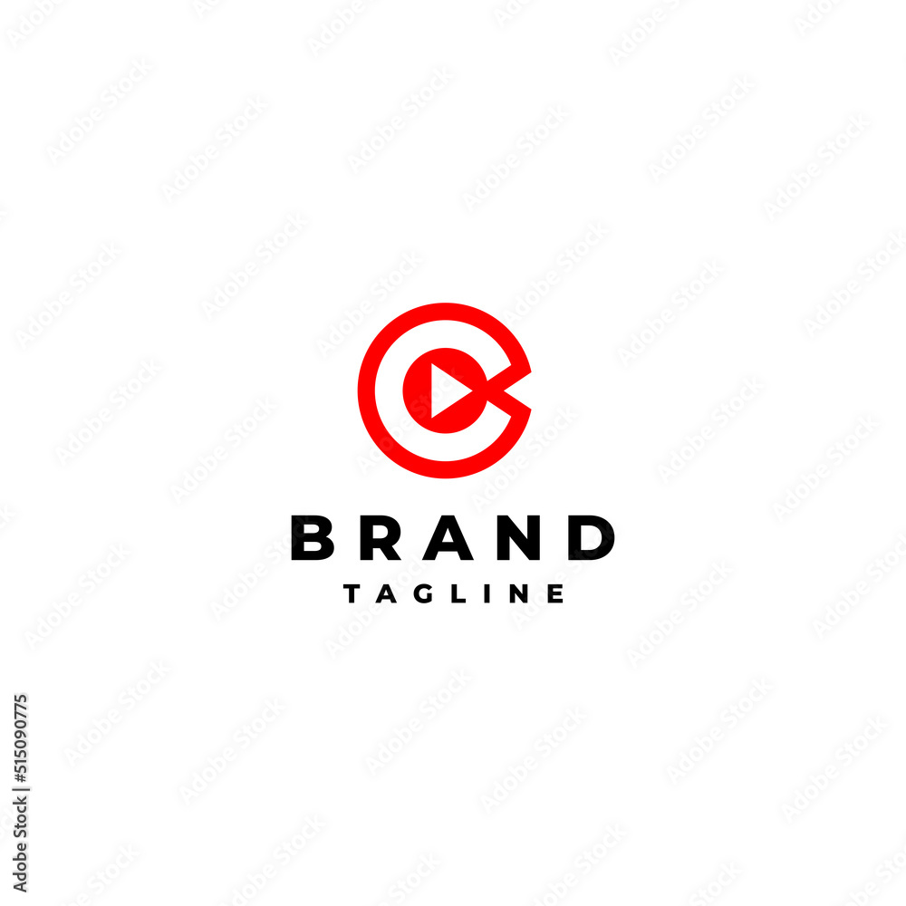 Compatible with technology-based entertainment and multimedia companies. Play Button Icon In The Letter C Logo Design.