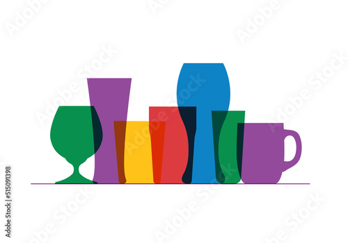 colorful beer glassware vector illustration