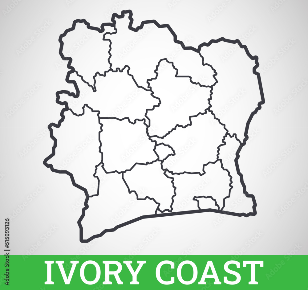 Simple outline map of Ivory Coast. Vector graphic illustration. Simple outline map of Ivory Coast. Vector graphic illustration.