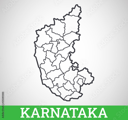 Simple outline map of Karnataka District, India. Vector graphic illustration.