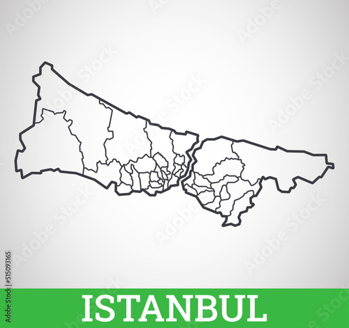 Simple outline map of Istanbul, Turkey. Vector graphic illustration.