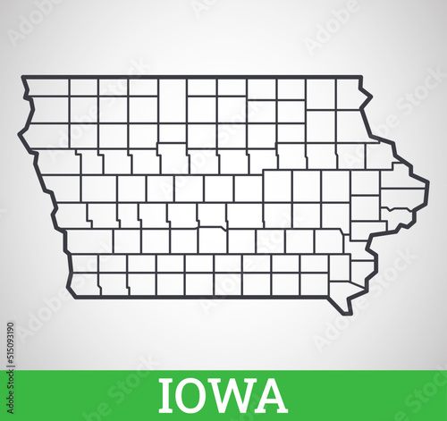 Simple outline map of Iowa, America. Vector graphic illustration.