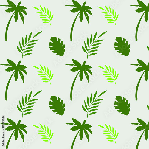 Pattern Nature Tropical Vintage Concept Seamless Pattern With Coconut Tree And Leaf Silhouette Vector Illustration Flyer Clothing Design Wrapping Paper