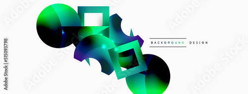 Minimal geometric abstract background. Primitive shapes composition backdrop. Trendy techno business template for wallpaper, banner, background or landing