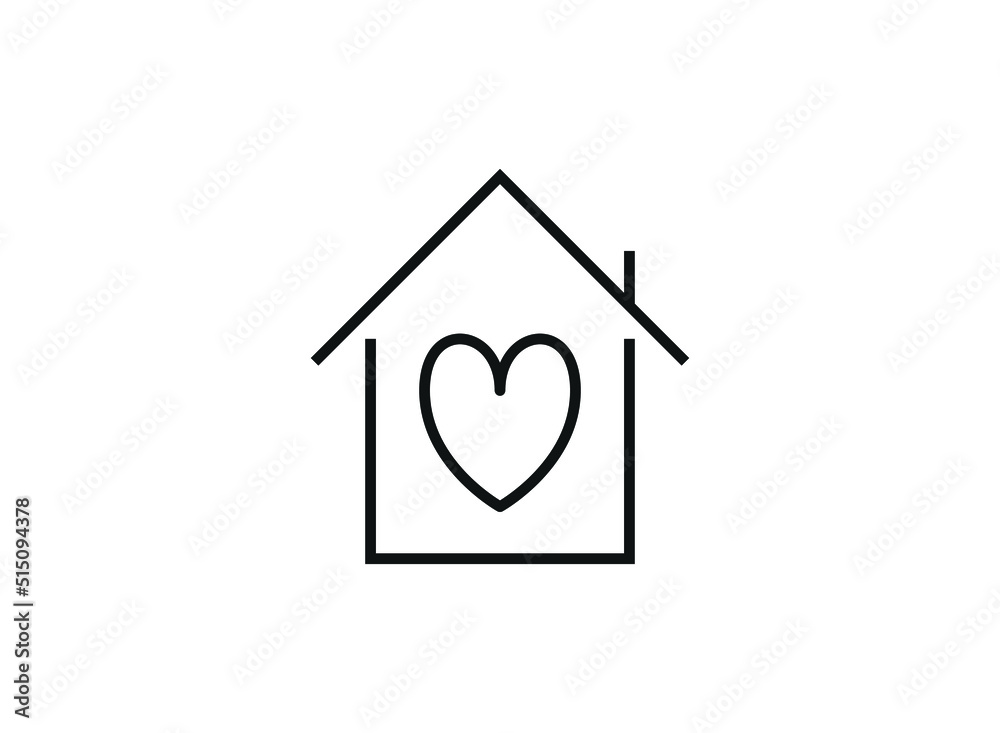 House icon with heart. Vector House icon. Black home icon. Construction concept. eps 10.
