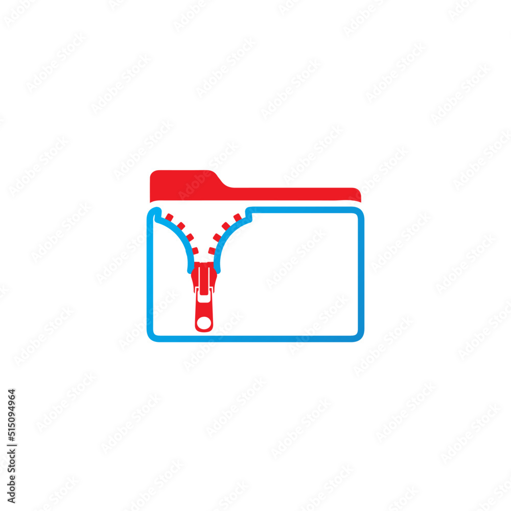 single zip folder icon. flate and filled outline , archive folder