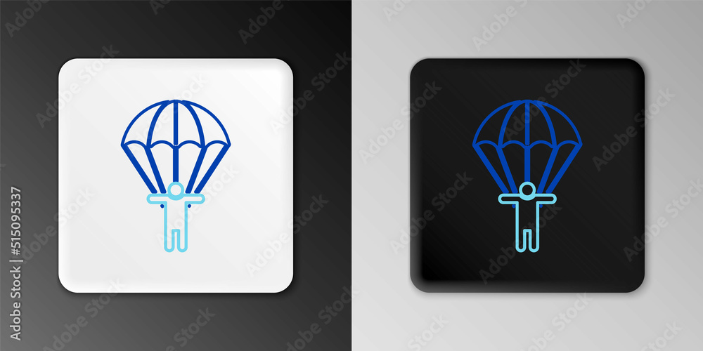 Line Parachute and silhouette person icon isolated on grey background. Colorful outline concept. Vector Line Parachute and silhouette person icon isolated on grey background. Colorful outline concept. Vector