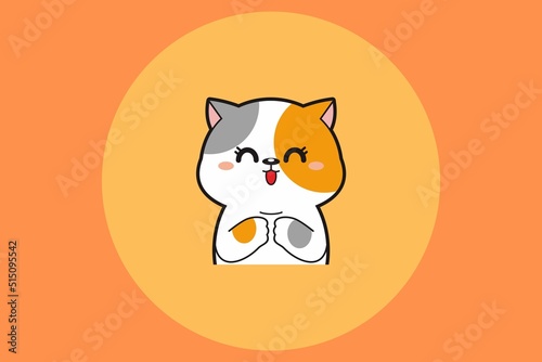 Orange White Illustrated Cat Laptop Sticker