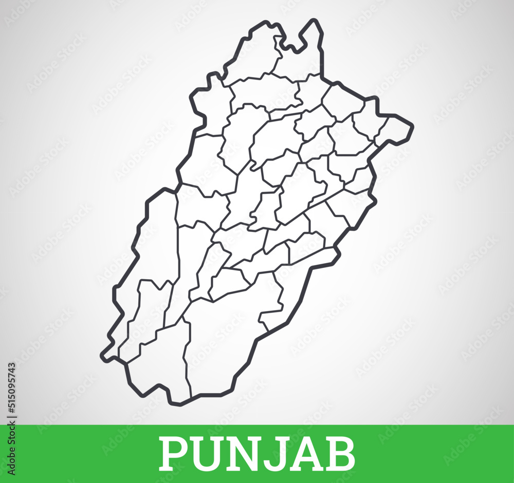 Simple Outline Map Of Punjab District Pakistan Vector Graphic 
