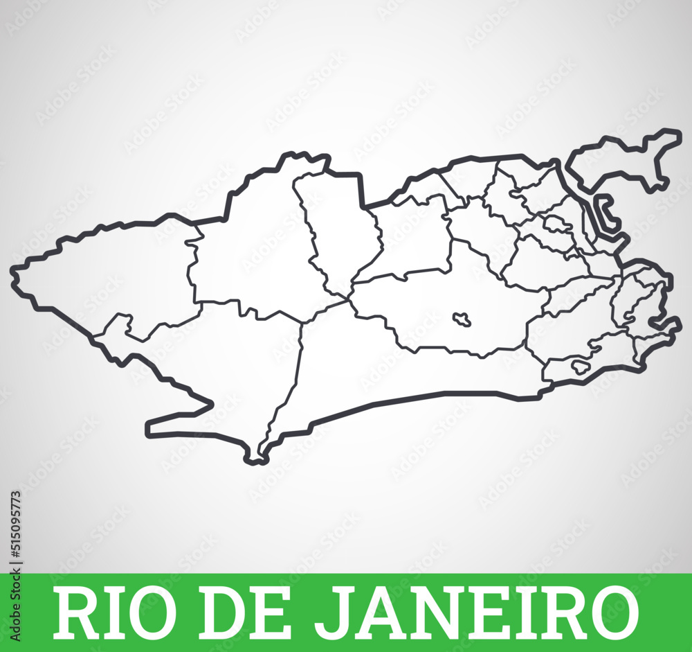 Simple outline map of Rio De Janeiro, Brazil. Vector graphic illustration.