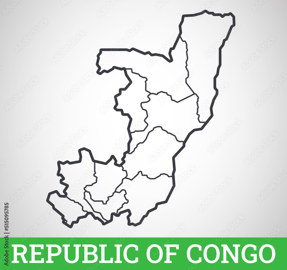 Simple outline map of Rupublic of Congo. Vector graphic illustration.