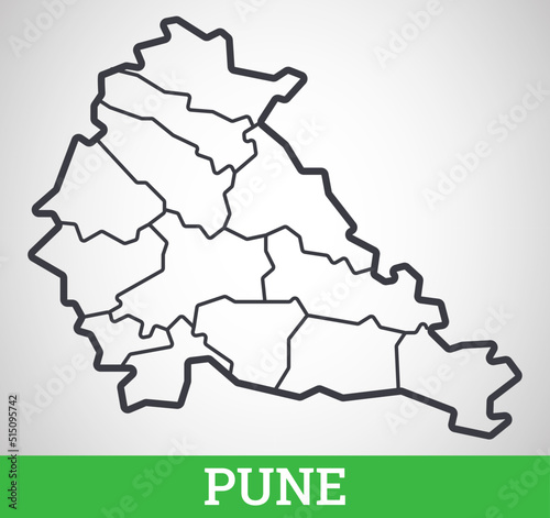 Simple outline map of Pune, India. Vector graphic illustration.