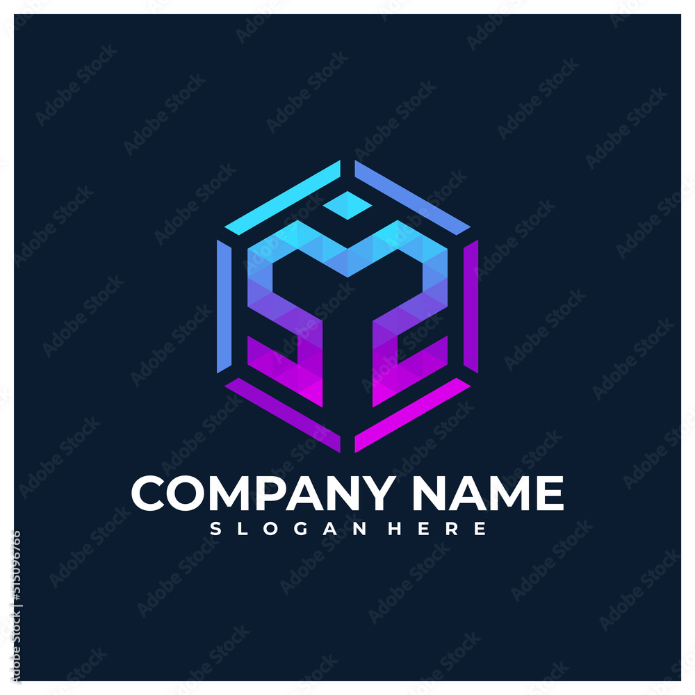 M2 Logo Design Template. Initial MZ logo concept vector. Creative Icon Symbol