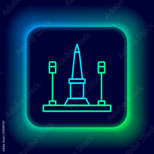 Glowing neon line Place De La Concorde in Paris, France icon isolated on black background. Colorful outline concept. Vector