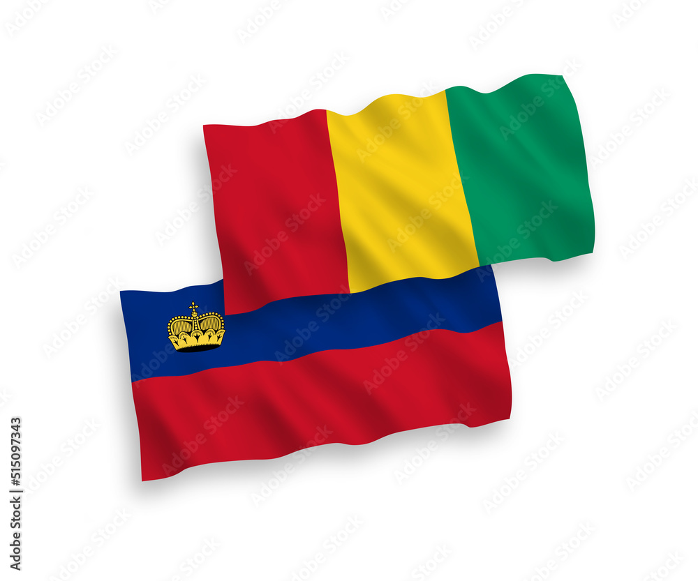 Flags of Liechtenstein and Guinea on a white background Flags of Liechtenstein and Guinea on a white background