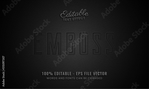 Emboss black leather editable text effect Premium Vector