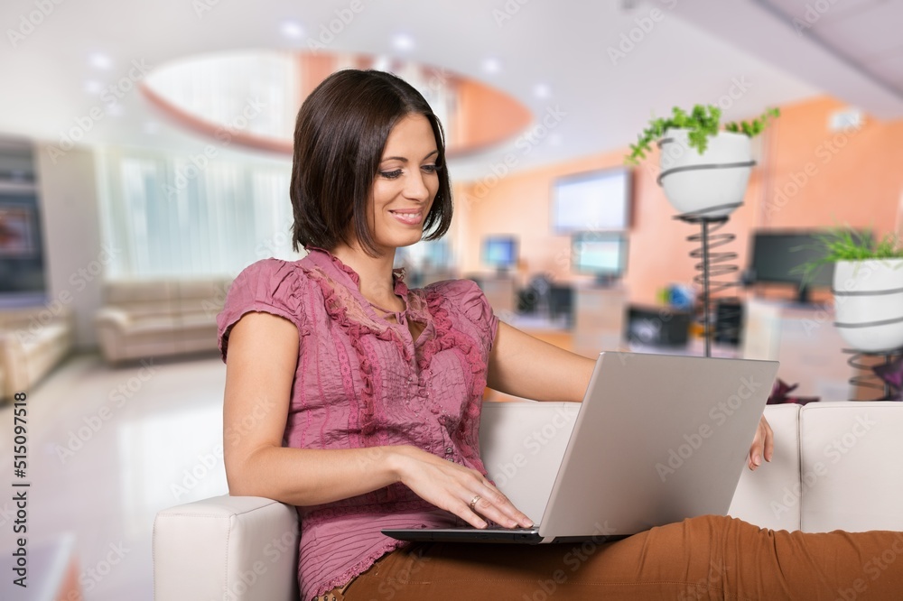 Entrepreneur of beautiful business young woman working online with laptop and celebrating at home,Small Business Startup concept Entrepreneur of beautiful business young woman working online with laptop and celebrating at home,Small Business Startup concept