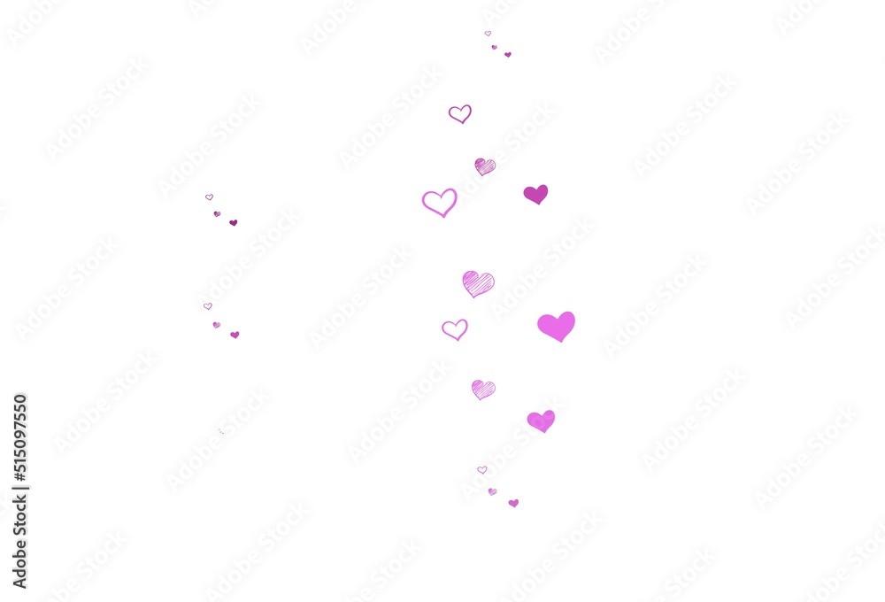 Light Pink vector pattern with colorful hearts.