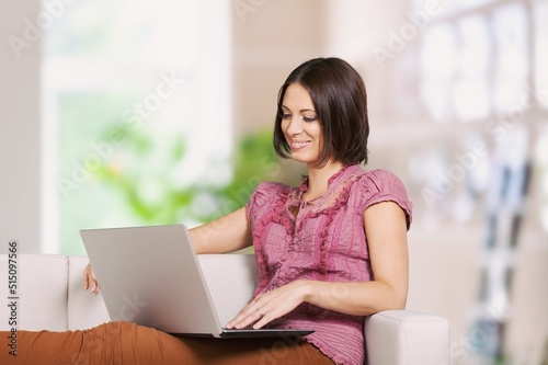 Free Download Entrepreneur of beautiful business young woman working online with laptop and celebrating at home,Small Business Startup concept - GFXLoad
