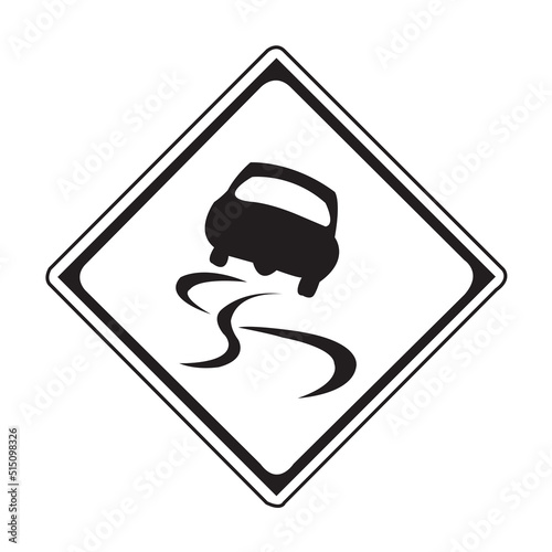 道路標識(警戒標識)　すべりやすい