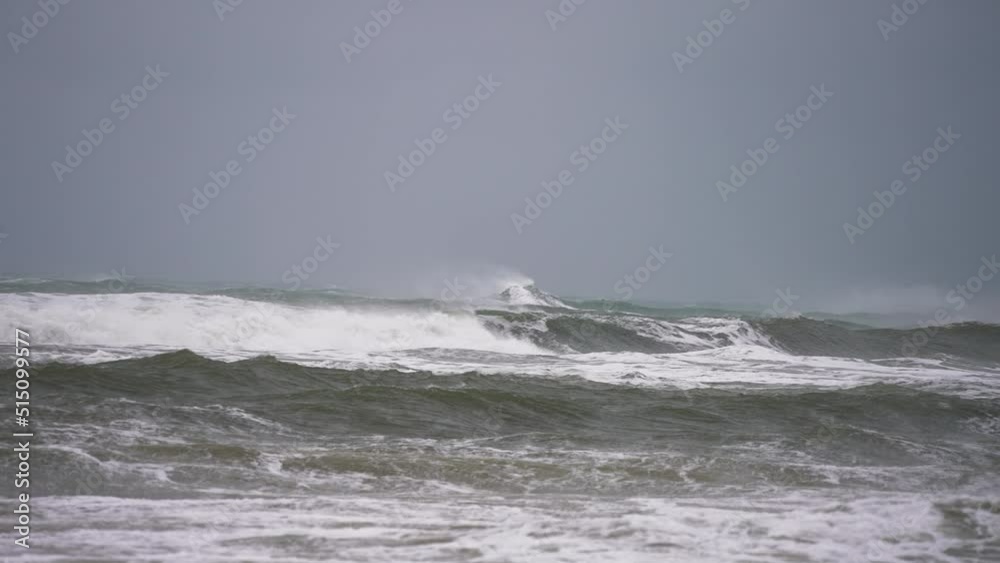Epic Seascape Big Waves Are Crashing to the Coast at Storm. Power of Nature Epic Seascape Big Waves Are Crashing to the Coast at Storm. Power of Nature