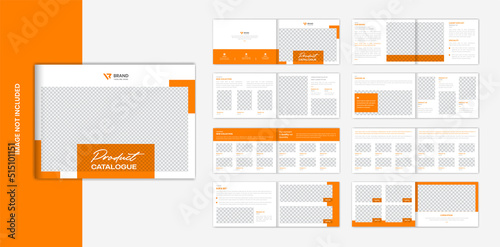 Landscape Product Catalog design template, clean orange shapes furniture magazine vector