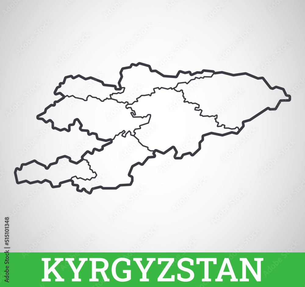 Simple outline map of Kyrgyzstan. Vector graphic illustration.