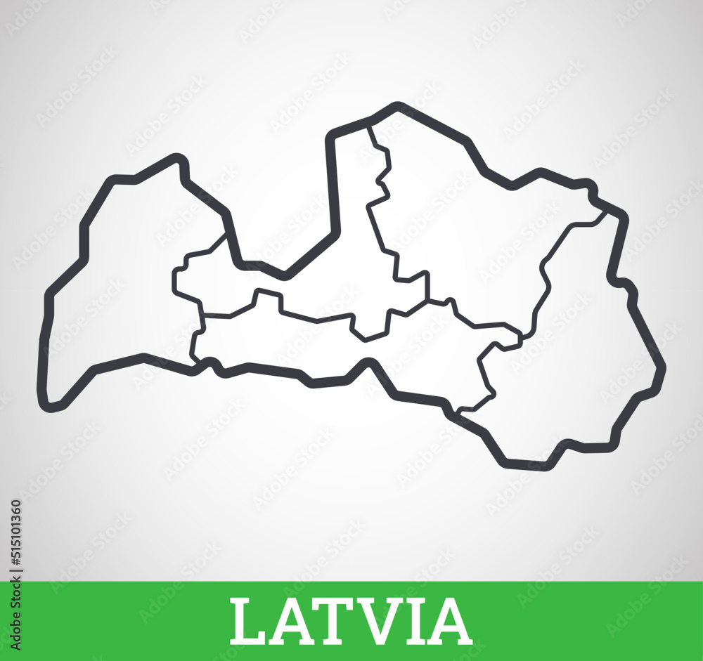 Simple outline map of Latvia with regions. Vector graphic illustration. Simple outline map of Latvia with regions. Vector graphic illustration.