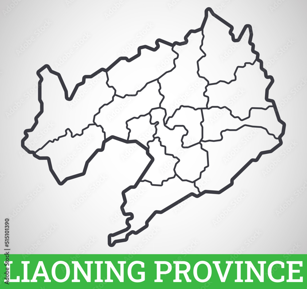 Simple outline map of Liaoning Province, China. Vector graphic illustration.