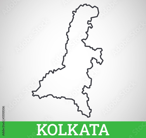 Simple outline map of Kolkata, India. Vector graphic illustration.