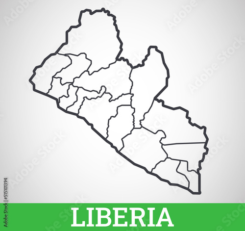 Simple outline map of Liberia. Vector graphic illustration.