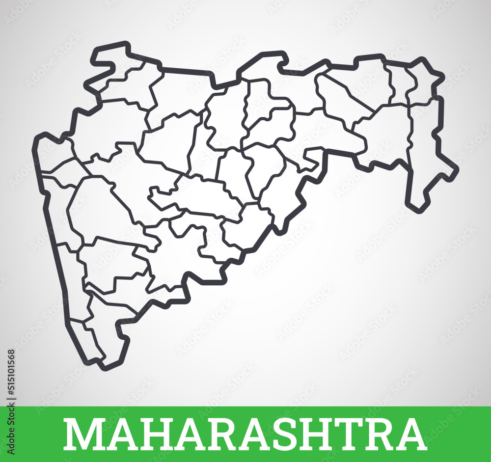 Simple outline map of Maharashtra, India. Vector graphic illustration.