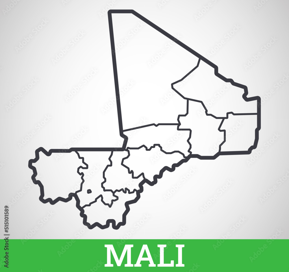Simple outline map of Mali. Vector graphic illustration. Stock Vector ...