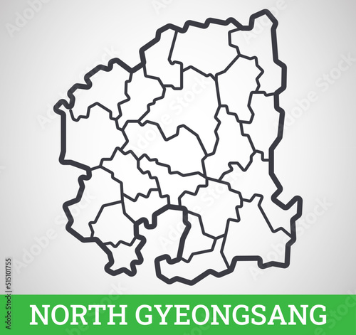 Simple outline map of North Gyeongsang  South Korea. Vector graphic illustration.