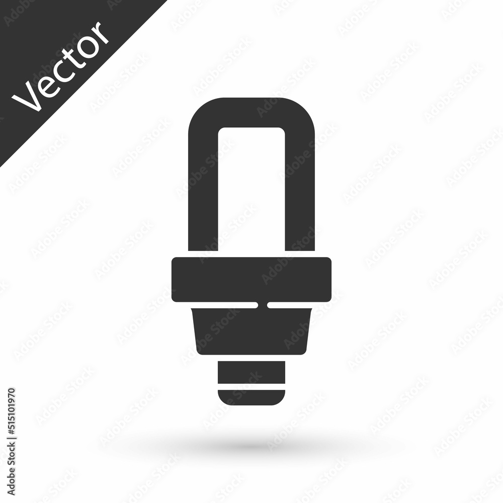 Grey LED light bulb icon isolated on white background. Economical LED illuminated lightbulb. Save energy lamp. Vector Grey LED light bulb icon isolated on white background. Economical LED illuminated lightbulb. Save energy lamp. Vector