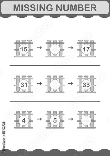 Missing number with Test Tube. Worksheet for kids