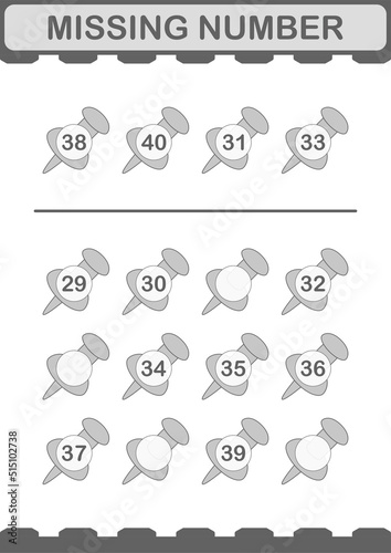 Missing number with Push Pin. Worksheet for kids