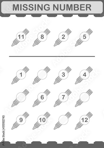 Missing number with Crayon. Worksheet for kids
